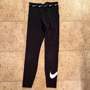 Nike Women Black Leggings with White Swoosh
